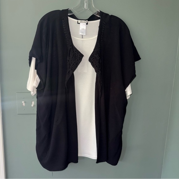 The Pioneer Woman Tops - The Pioneer Woman Crochet Front Ruana Layering Piece - Black